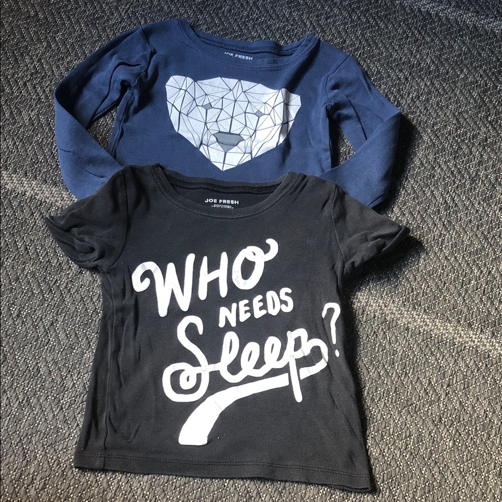 Joe Fresh Kids Pajama bundle Tops Navy Blue & Black Graphic who needs Sleep?